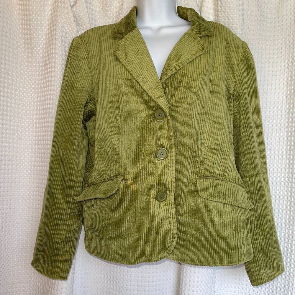 Vintage Dressbarn Corduroy Blazer Women’s L Olive Green Wide Wale 90s